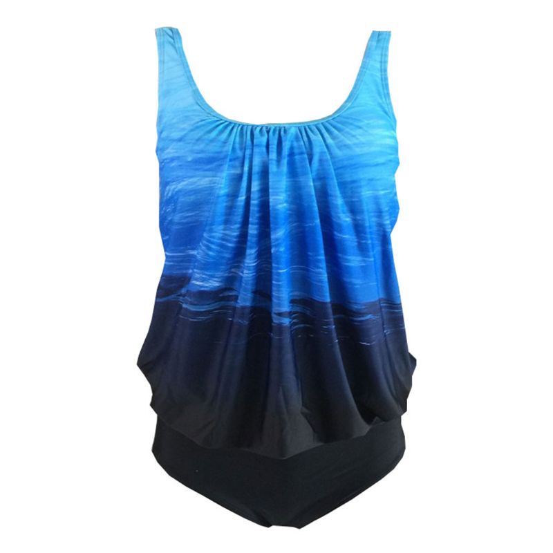 Bộ Đồ Bơi Hai Mảnh Xếp Ly Phối Màu Gradient Thời Trang Mùa Hè Dành Cho Nữ Plus Size