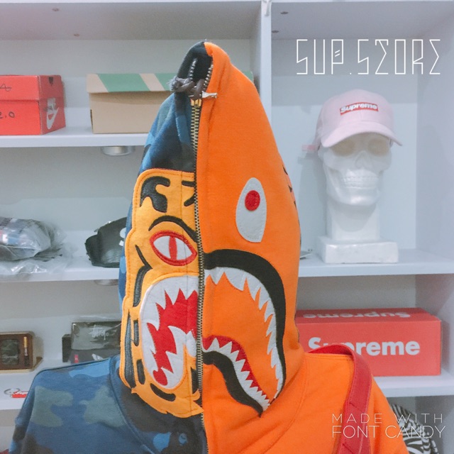 Áo Bape Hoodie Jacket OrangeBlue