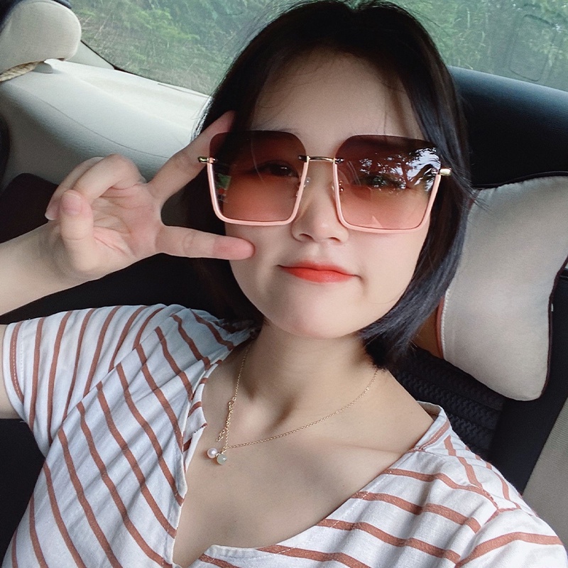 Kính Chống Nắng Nửa Gọng Kim Loại Thời Trang Hàn Quốc Cho Nữ