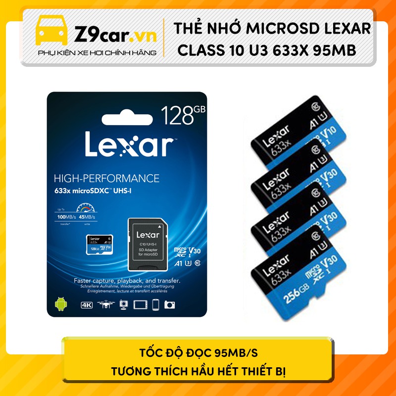 Thẻ nhớ MicroSD Lexar Class 10 U3 633x 95MB - Hàng chính hãng Lexar