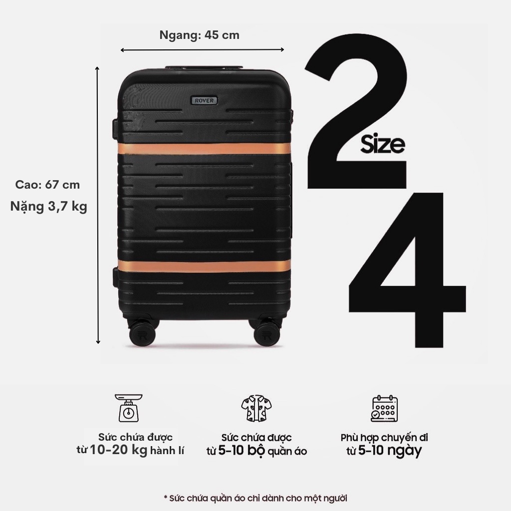 Mã bmbau200 giảm 200k đơn 699k vali kéo du lịch rover ada- size 24 hành lý - ảnh sản phẩm 2