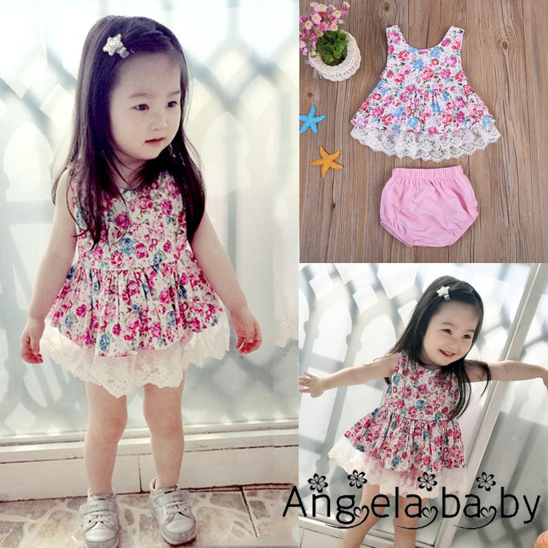 Newborn Baby Girl Floral Dress +Short Pants Outfits SET