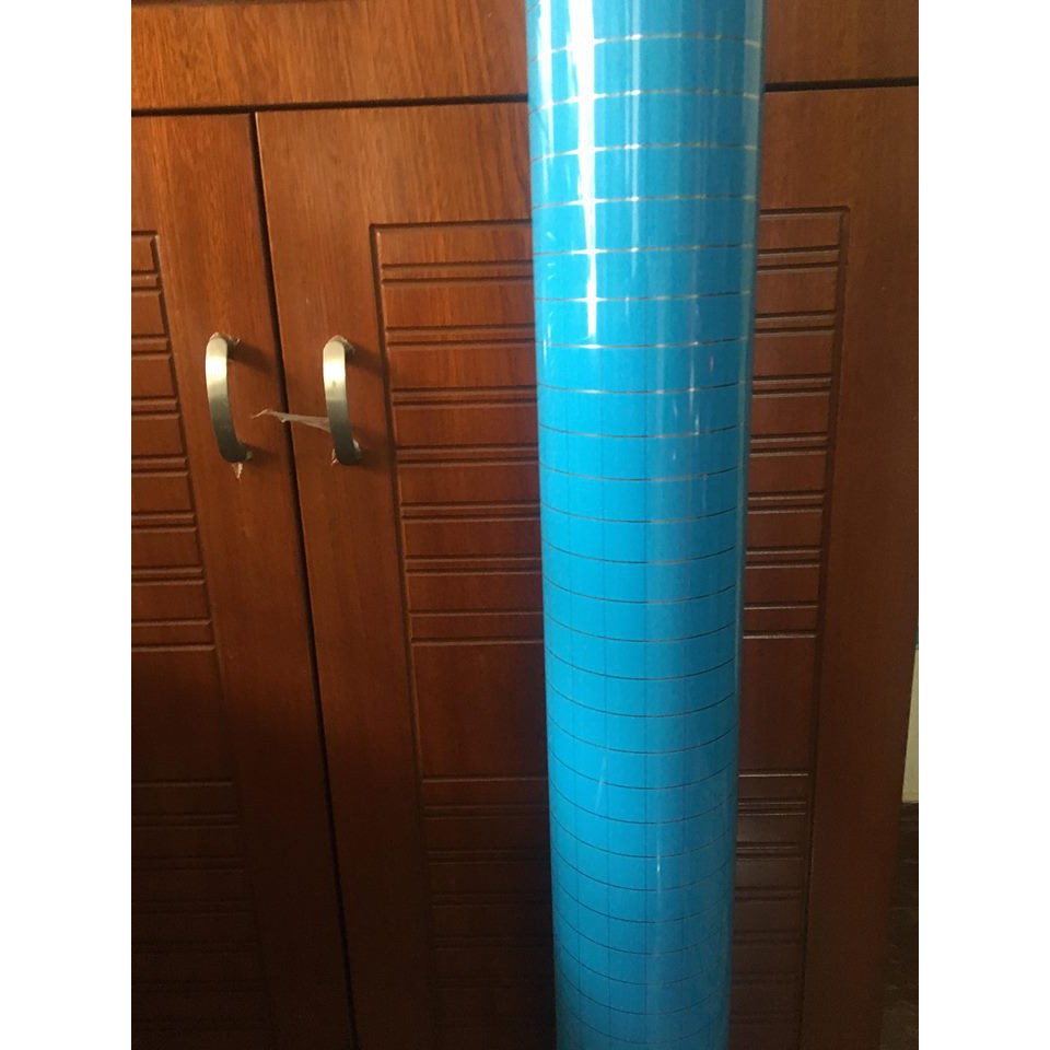 5m decal dán kính ô vuông xanh dương có sẵn keo BINBIN DK26