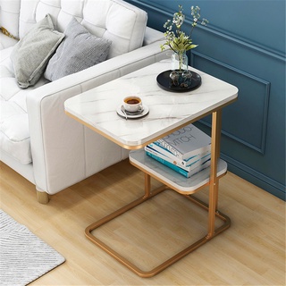 Bàn trà sofa 2 tầng kiểu nhật, bàn trà cạnh sofa vân đá cẩm thạch trang trí phòng khách phòng ngủ hiện đại HBK2024