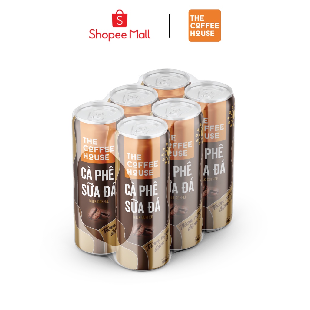 Lốc 6 Lon Cà phê sữa đá The Coffee House uống liền - 6 Lon 180ml