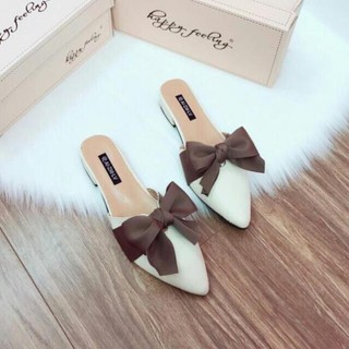 dép sục nữ mũi nhọn thắt nơ