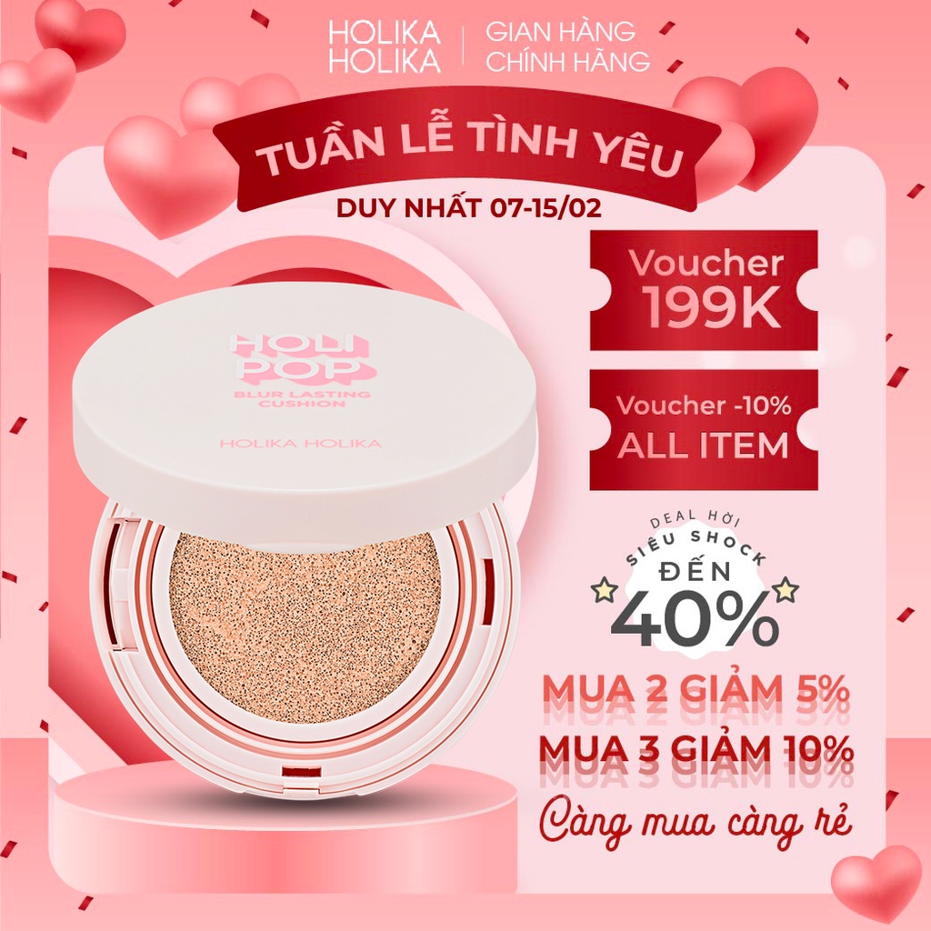 Phấn nước che khuyết điểm dưỡng da Hàn Quốc Holika Holika Holi Pop cấp ẩm