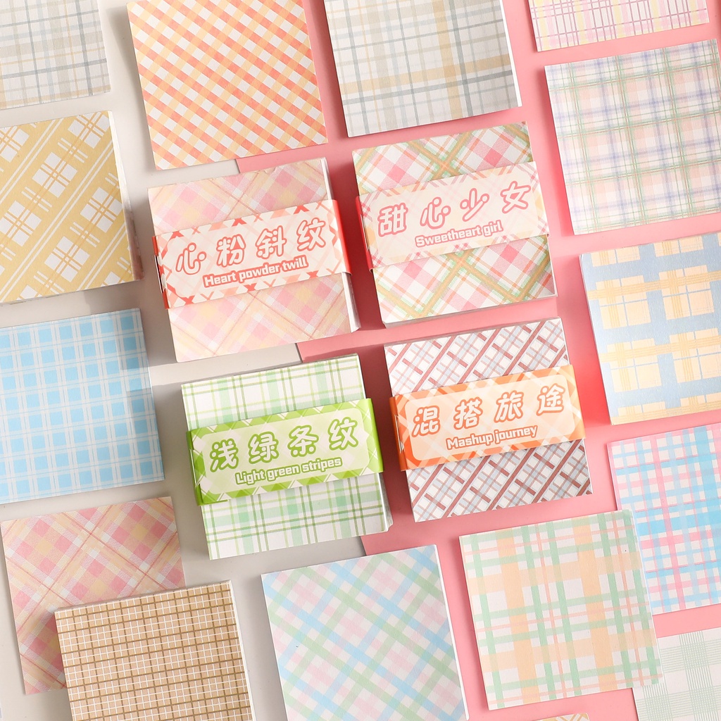 Peach Cute checkered pad Memo Pad School Office Stationery Notepad