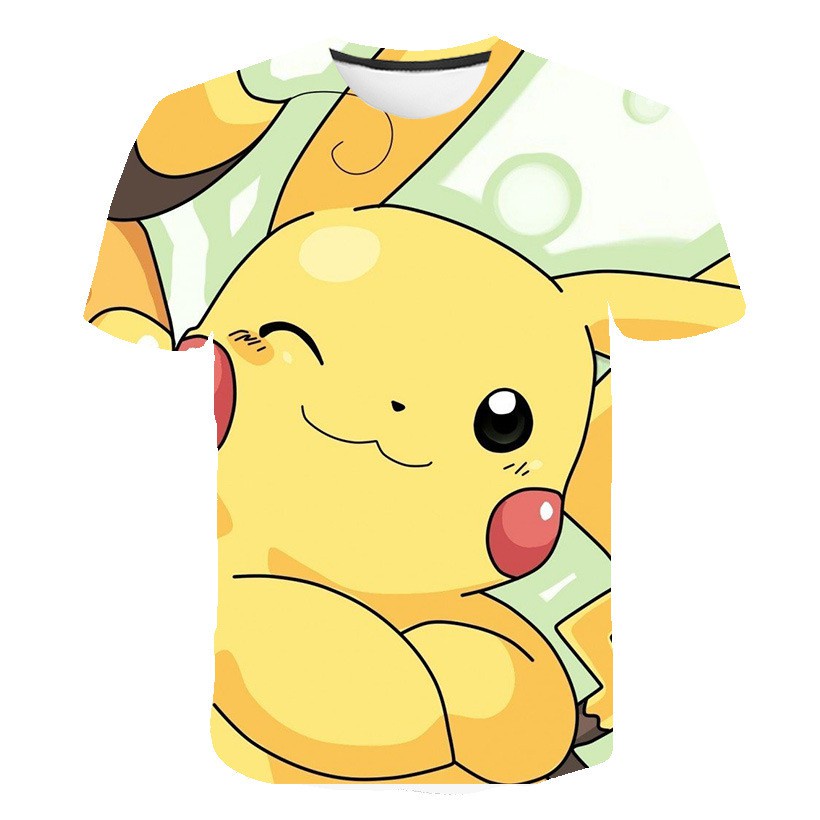 Áo thun HUQISHA họa tiết hoạt hình Pokemon thời trang dành cho nam