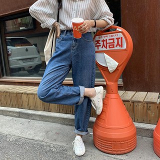 Quần Jean Nữ Lưng Cao Ống Rộng Hàn Quốc Quần Bò Xanh Dài Nữ Suông Lưng Eo Cao  Cạp Cao Bigsize Ulzzang