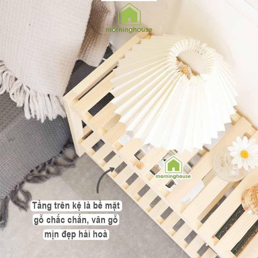 [Mã LIFEBKM1 giảm 10% tối đa 1 triệu đơn từ 500k] Kệ Trang Trí Đầu Giường Gỗ Thông Morning House- 2T800