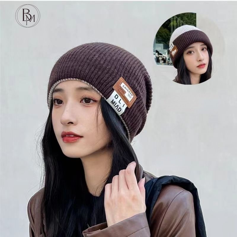 Mũ BANMA vải len trùm đầu giữ ấm thời trang cho nữ