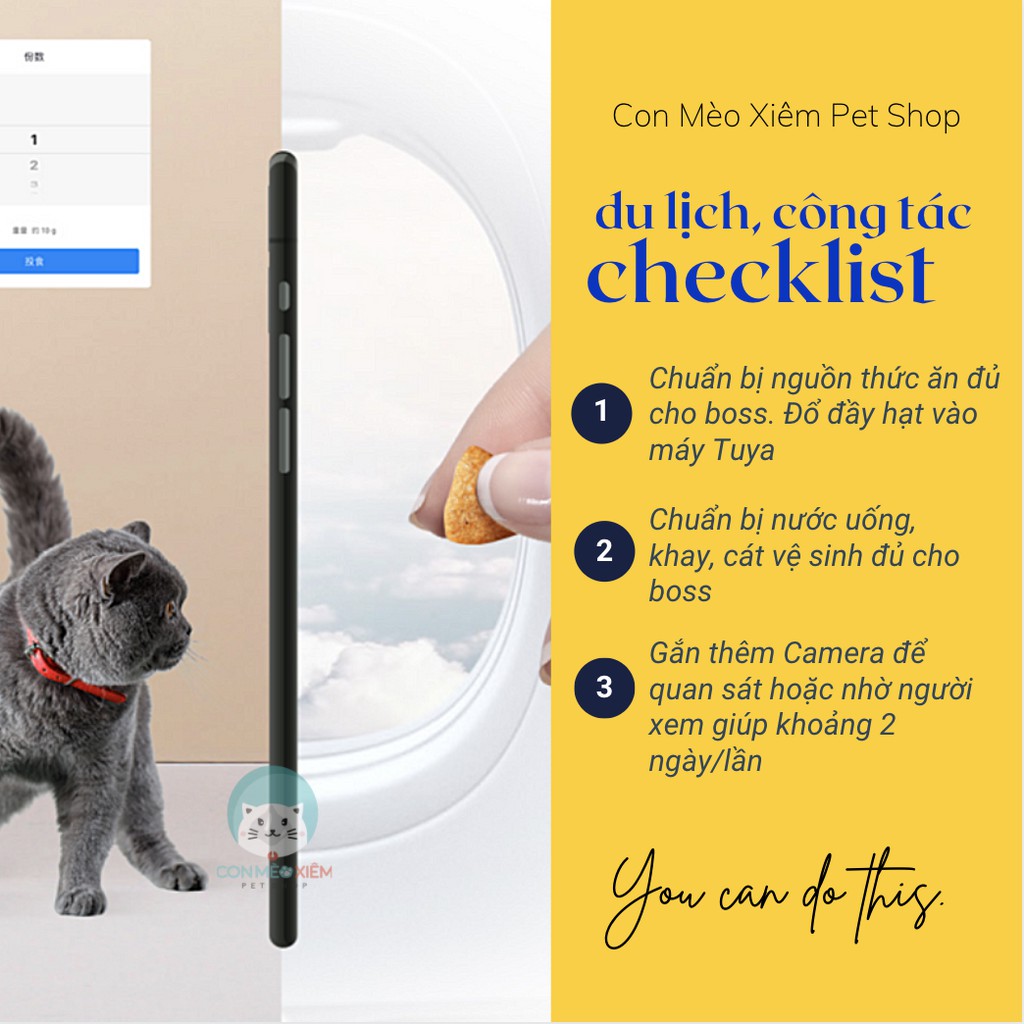 Máy cho ăn tự động chó mèo Tuya smart 6L 9L camera video app, máy nhả hạt, thả hạt thức ăn thú cưng Con Mèo Xiêm