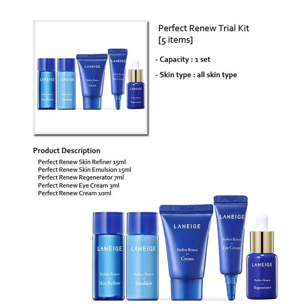 Bộ Kit Dưỡng Da Laneige Perfect Renew Trial Kit 5 Items | BigBuy360 - bigbuy360.vn