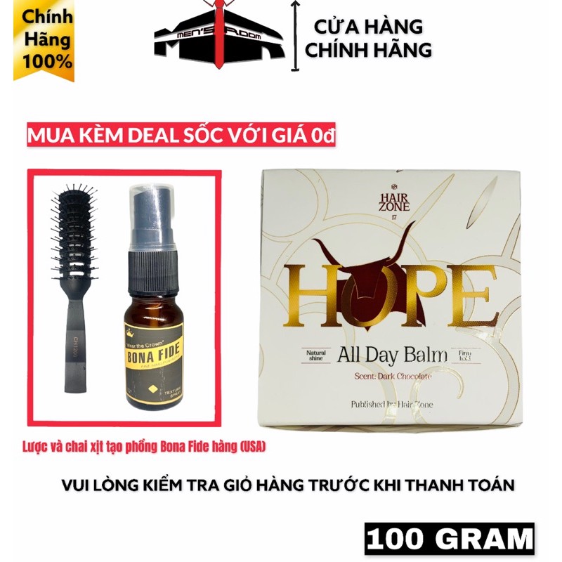 Sáp vuốt tóc All day balm Hope hair zone + tặng kèm lược bán nguyệt hoặc lược gấp