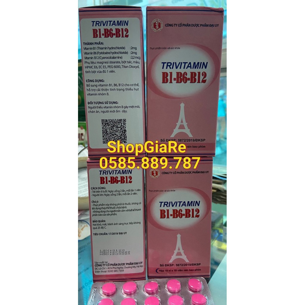 Trivitamin B1-B6- B12 bổ sung vitamin dưỡng chất cho cơ thể,  nâng cao thể lực, người suy nhược cơ thể, chán ăn, mệt mỏi