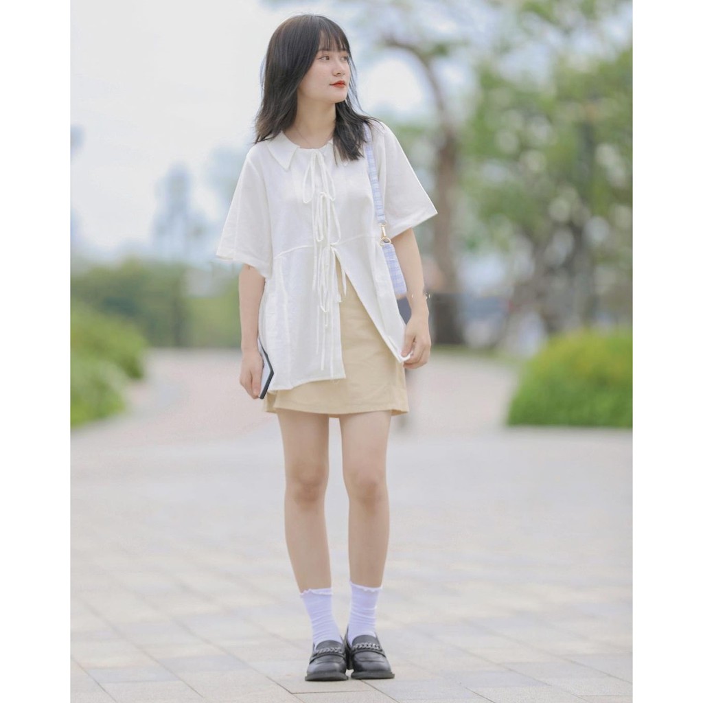 Set áo babydoll chân váy 2 lớp chữ a ulzzang xinh xắn MIVOSA SV023