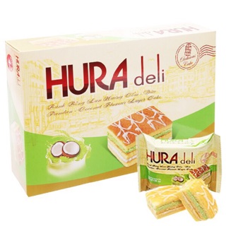 Bánh bông lan hương cốm dừa Hura Deli hộp 336g (12 cái)