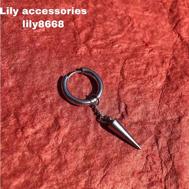 khuyên tai titan dây xích mũi nhọn cho nam nữ không gỉ không đen không dị ứng