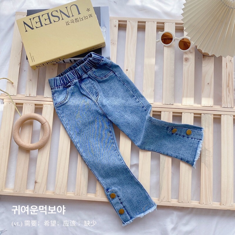 (jean baby kho sỉ) quần jean (quần bò) dài 3 cúc cho bé gái(10-23kg)