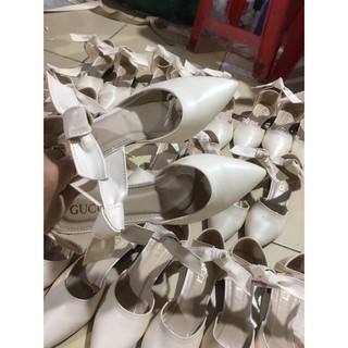 Giày sục da thắt nơ ngang