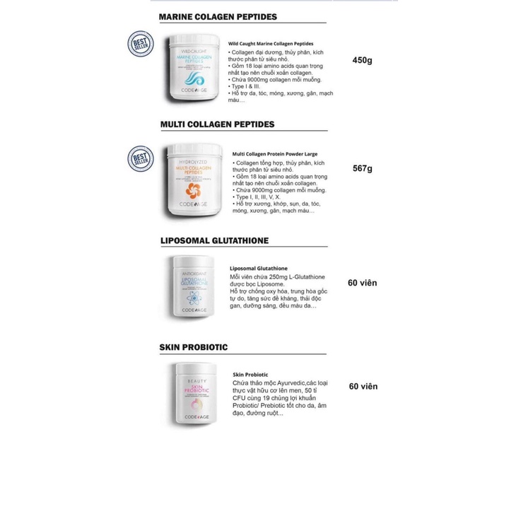 [Hàng Chính Hãng] Bột Collagen Giúp Trẻ Hóa Da Code Age Marine Collagen Peptide