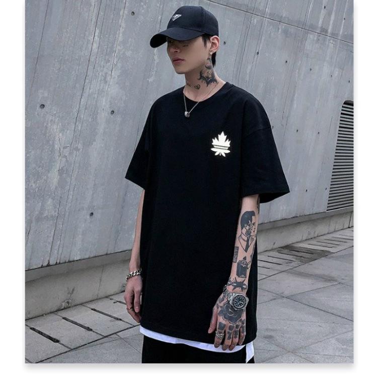 Áo thun nam nữ form rộng tay lỡ in phản quang lá Phong Canada, Áo phông thời trang mùa hè | BigBuy360 - bigbuy360.vn