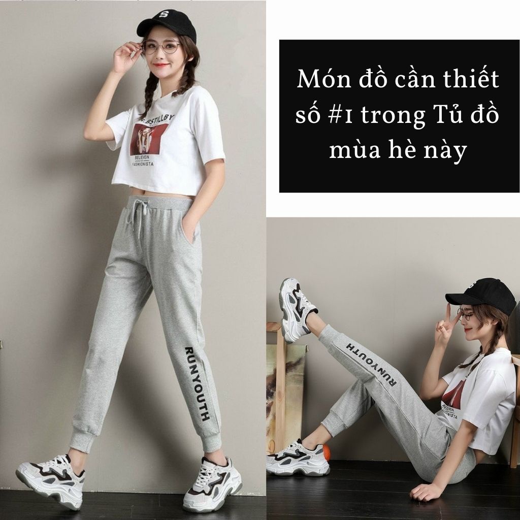 Quần nỉ nam nữ Hàn Quốc in RunYouth cực đẹp  , quần jogger nỉ nam nữ, quần thể thao nam nữ