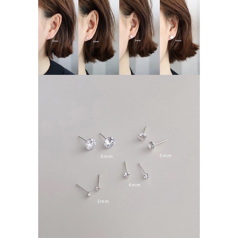 Bông tai đá 1 hột đơn giản loại inoc ko đen