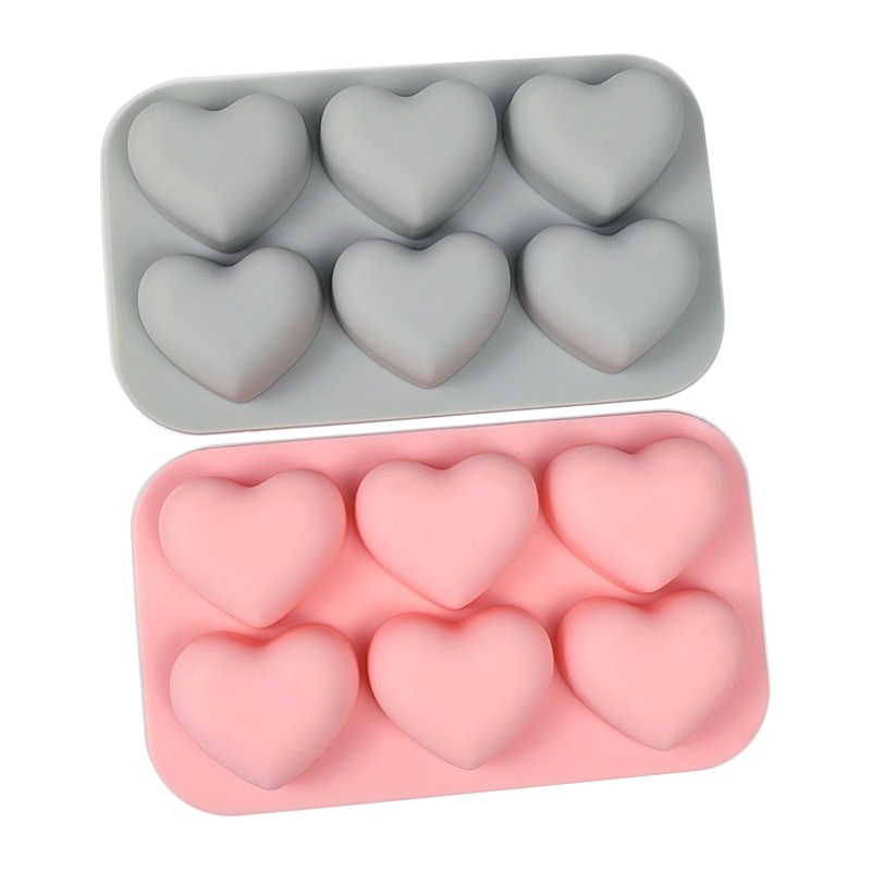 Khuôn Silicone 6 Ngăn Tạo Hình Trái Tim Trang Trí Bánh