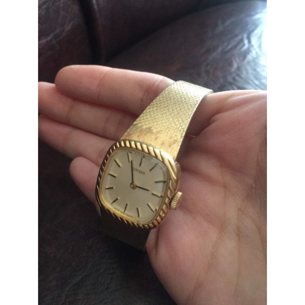 Đồng hồ si Nhật cho Nữ thương hiệu Citizent máy cơ cót - bán giá Sale do dây đeo có chỗ bị phai lớp v.àng