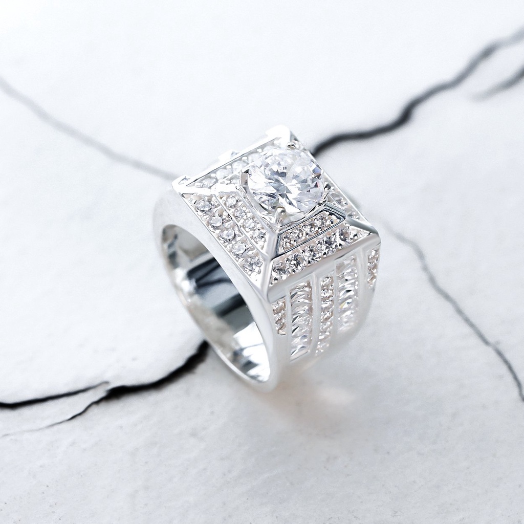 Nhẫn nam bạc 925 xi mạ đẹp đính đá sang trọng NB10NA - Trang Sức UHA