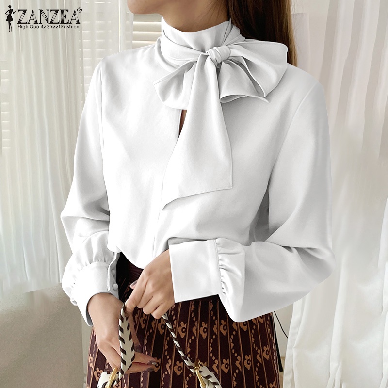Áo cổ lọ ZANZEA tay dài thắt nơ thời trang dành cho nữ