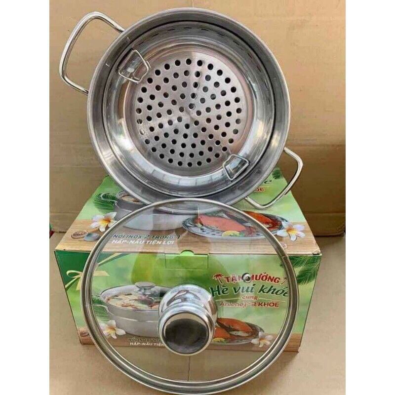 Nồi hấp Inox 22cm ( có thể dùng như nồi nấu canh bình thường)