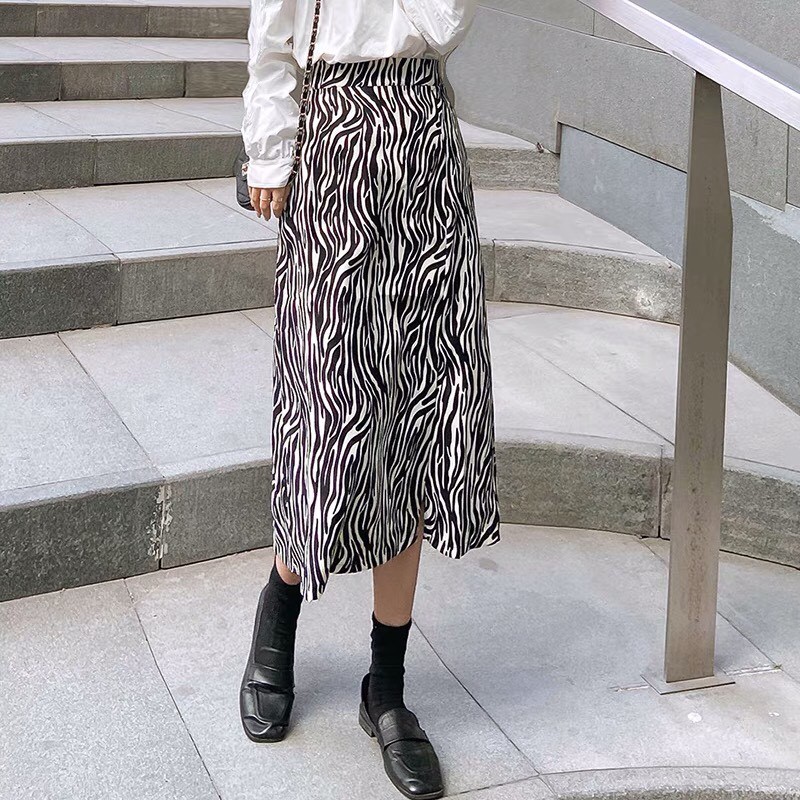 ( HÀNG HOT )CHÂN VÁY CẠP CAO CHỮ A HOẠ TIẾT SỌC VẰN THỜI TRANG - NA81