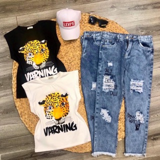 Set áo thun cọp + quần jean