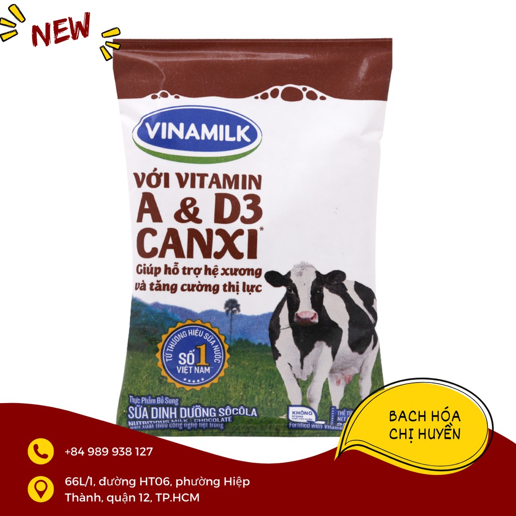 Combo 5 bịch sữa Vinamilk KHÔNG/ ÍT/ CÓ ĐƯỜNG/ DÂU/ SOCOLA bịch 220ml