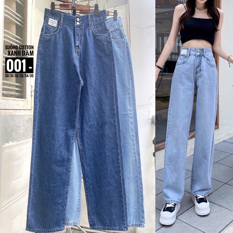 Quần Suông Rộng Lưng 2 Nút, 3 Màu Siêu Ưng, Cạp Cao, Không Giãn, Dài 103cm