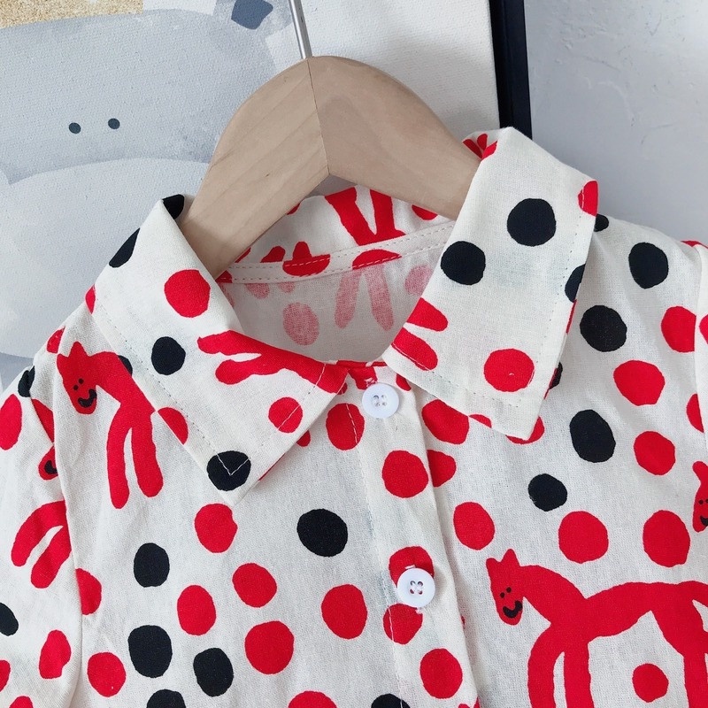 Đầm Công Chúa Tay Ngắn Họa Tiết Chấm Bi Thời Trang Hàn Quốc Cho Bé Gái