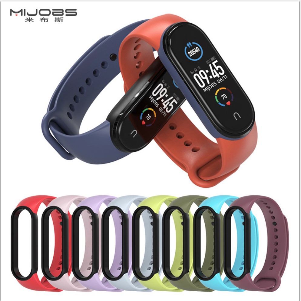 Dây đeo cao su màu Mi band 5 &amp; 6 &amp; 7 chính hãng Mijobs - dây đeo cao su thay thế mi band 6, miband 5 (Mijobs)