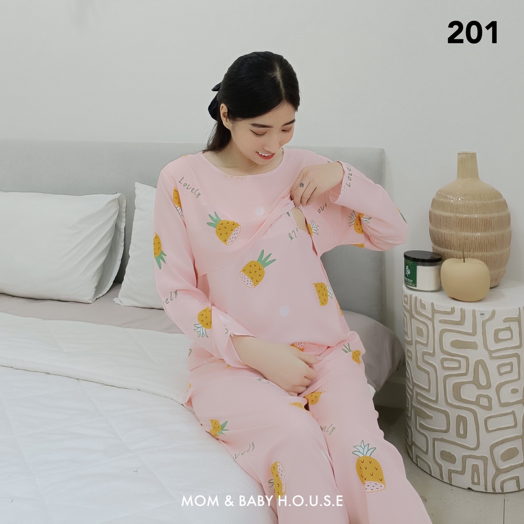 EVERMOM | Bộ quần áo tôn 2 da thái mặc nhà có lật nắp bầu kết hợp sau sinh cho bé ti