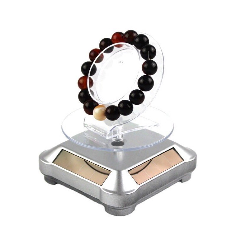 Đế xoay trưng bày sản phẩm mô hình 3D. Chạy năng lượng mặt trời. có đèn Led và khay pin hỗ trợ