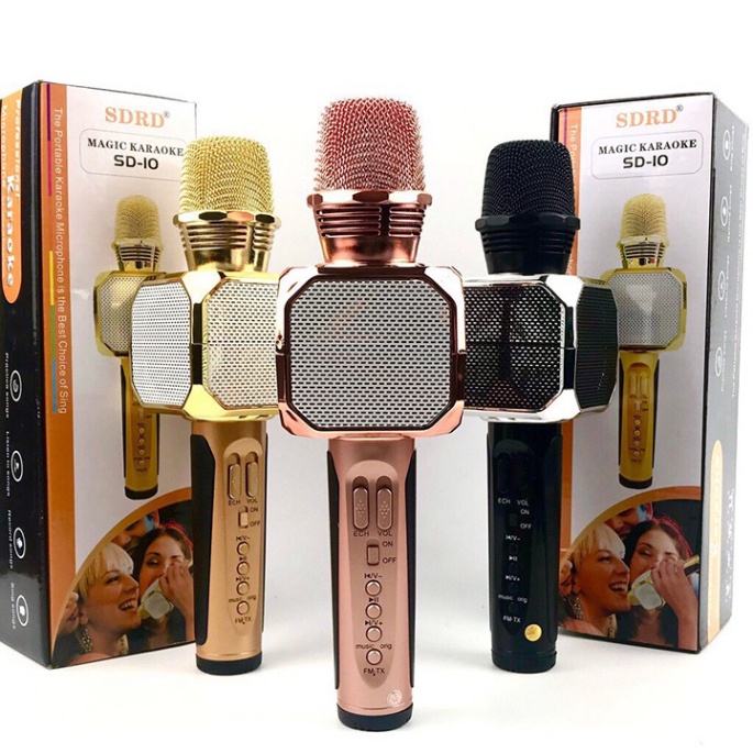 Micro karaoke không dây Floveme - SD10, âm thanh trong, loa bluetooth tích hợp micro hát karaoke, Bass khỏe .