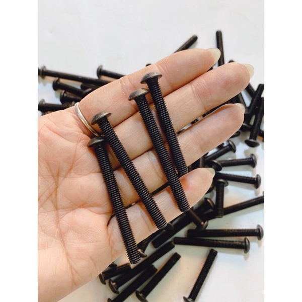 Ốc bulong M5 5li dù nhuyễn màu đen đầu lục giác 3, đủ size 5x15 -> 5x50 lắp thông dụng xe gắn máy...