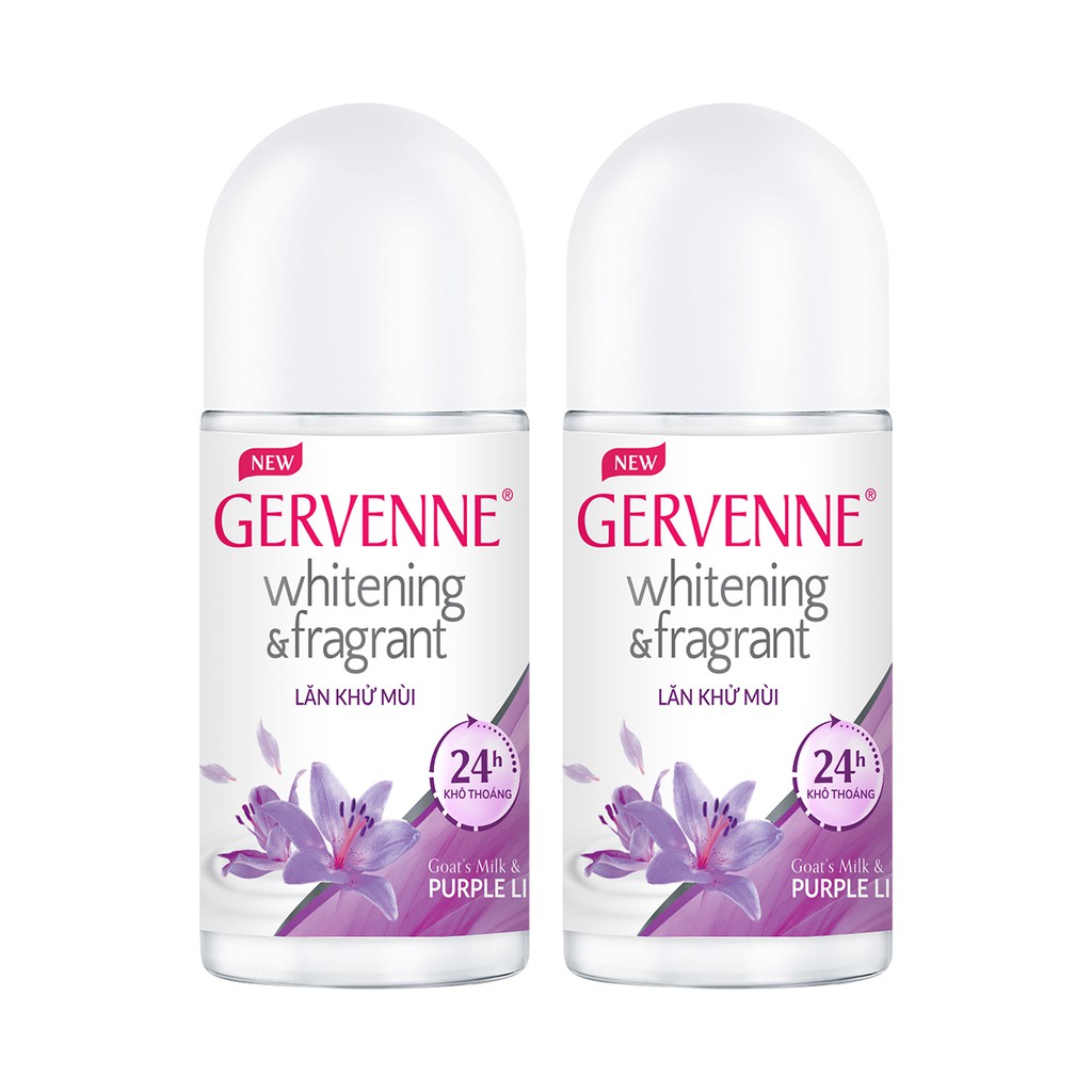 Combo 2 Lăn khử mùi trắng da Gervenne Purple Lily 50ml/chai