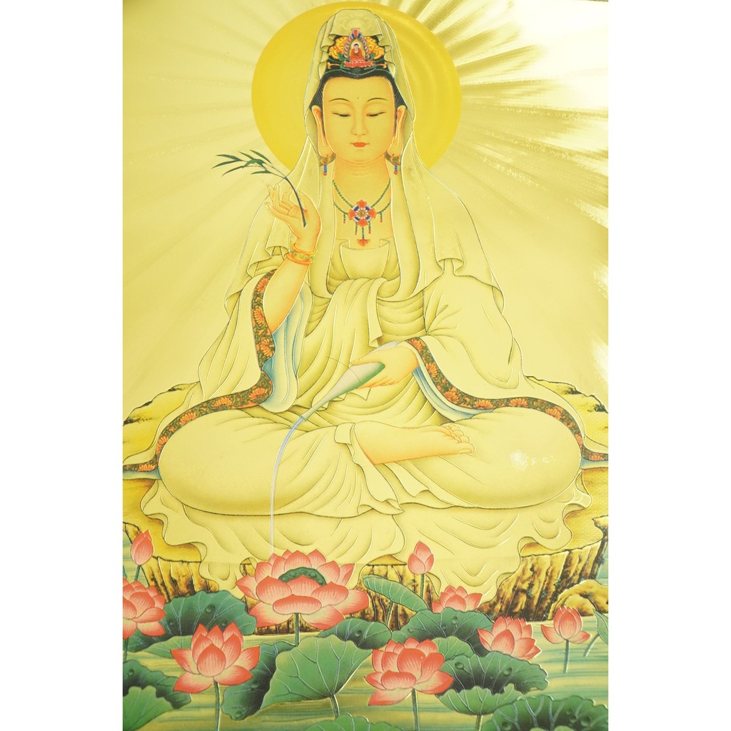 Tranh Phật Bà Quan Thế Âm Bồ Tát 3D treo tường mạ vàng - 76x40cm | BigBuy360 - bigbuy360.vn