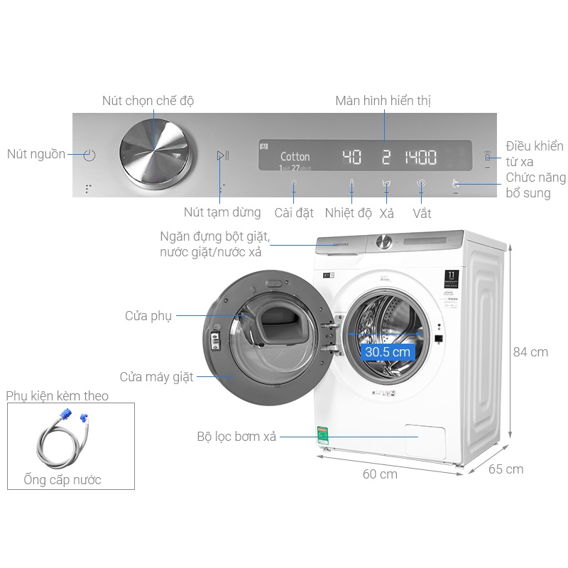 Máy giặt lồng ngang Samsung WW90TP54DSH/SV