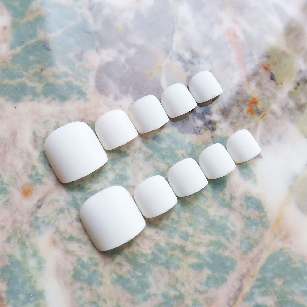 ❤️💛💚 24 móng chân giả trắng cao cấp Jojo J133 móng giả nailbox sang chảnh cá tính rẻ đẹp tự làm ❤️💛💚