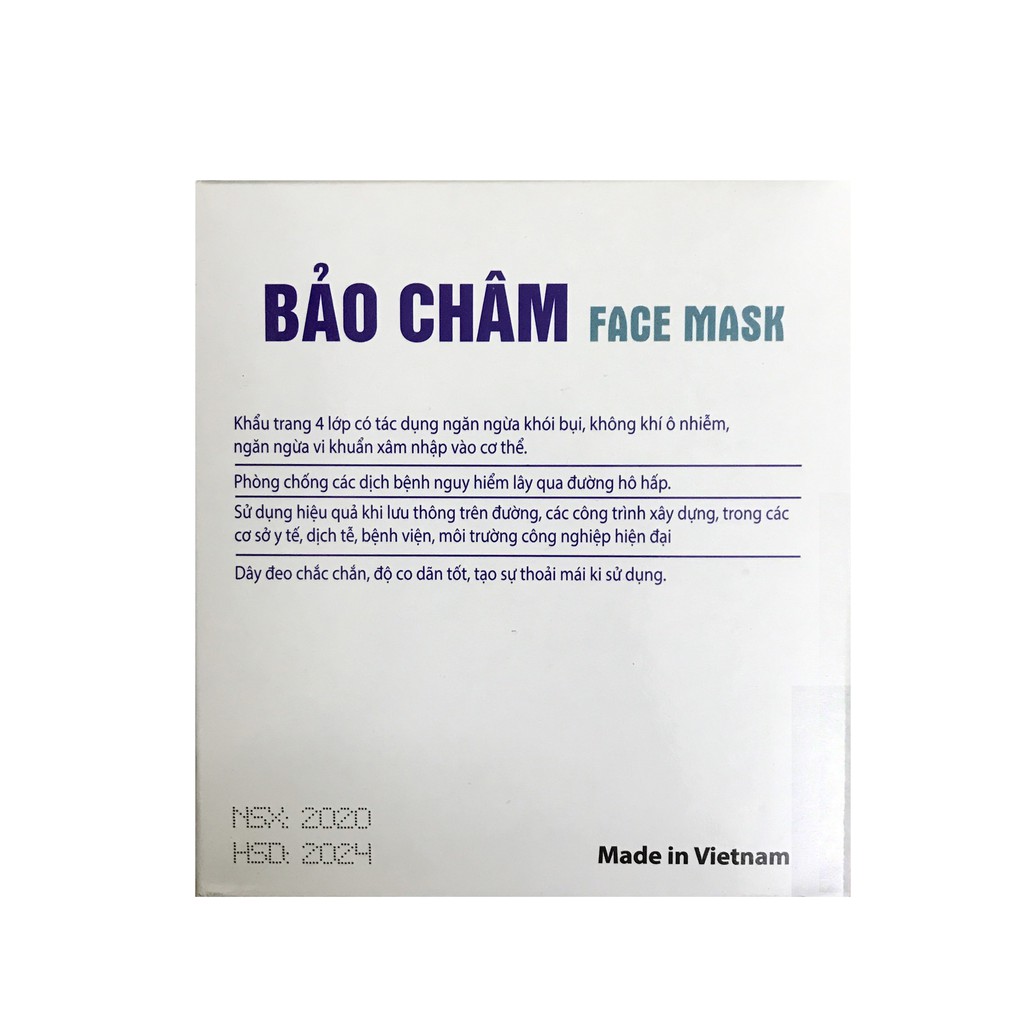 Khẩu trang y tế 4 lớp Bảo Châm hộp 50 chiếc