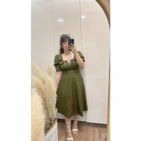 Đầm Nơ Vai Bigsize 55kg Đến 100kg (L/XL/XXL)(Đầm Tết)